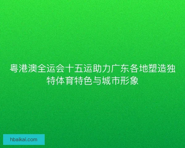 粤港澳全运会十五运助力广东各地塑造独特体育特色与城市形象